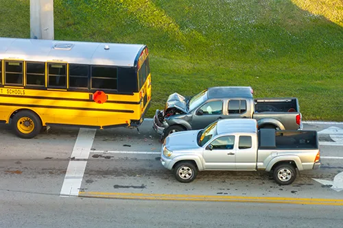 Bus and car crashed
